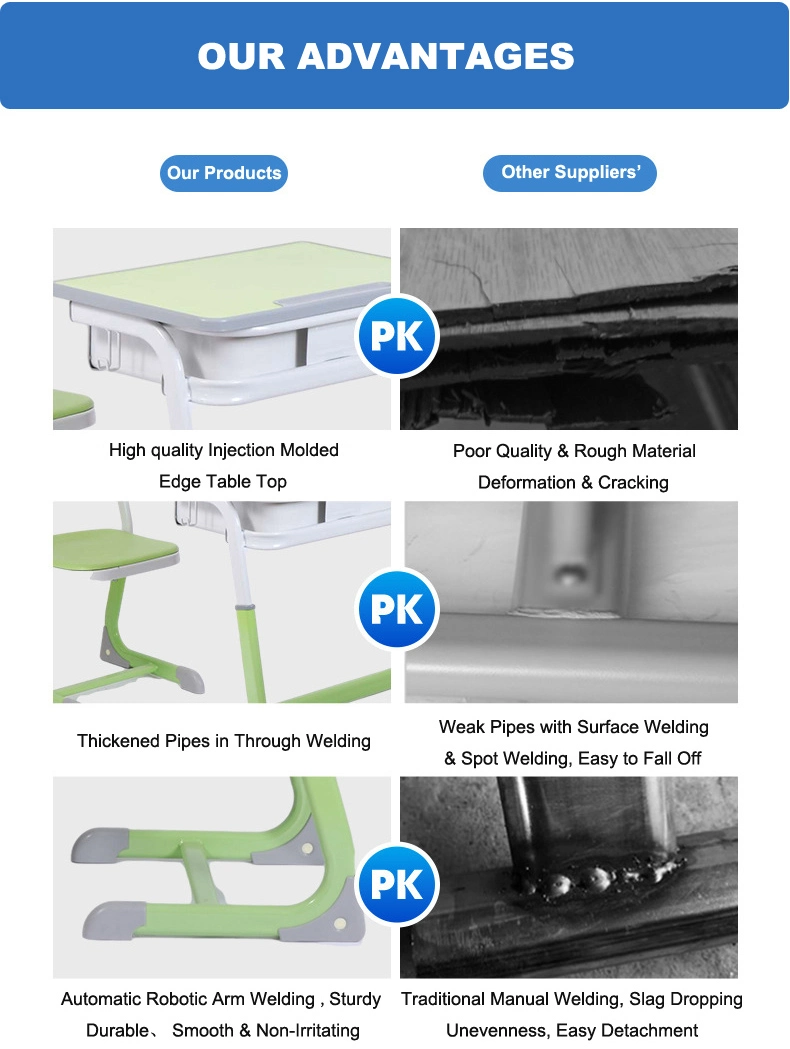 Hot Selling Wooden Single Student Desk and Chair School Furniture